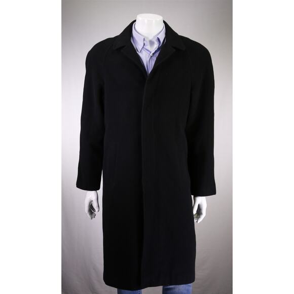 Austin Reed Black Wool Cashmere Full Length Overcoat Coat 38R - Picture 1 of 9